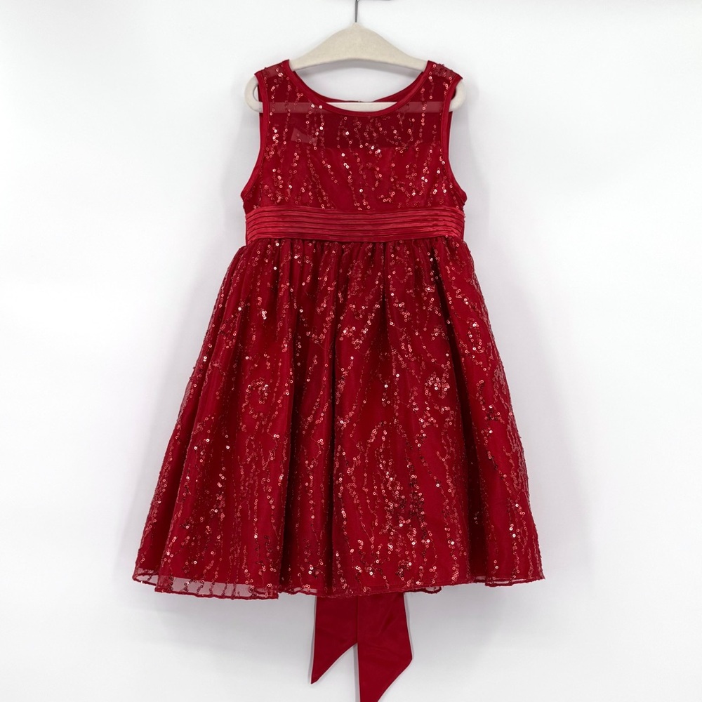 Princess Faith Red All-Over Sequin Formal Party Dress